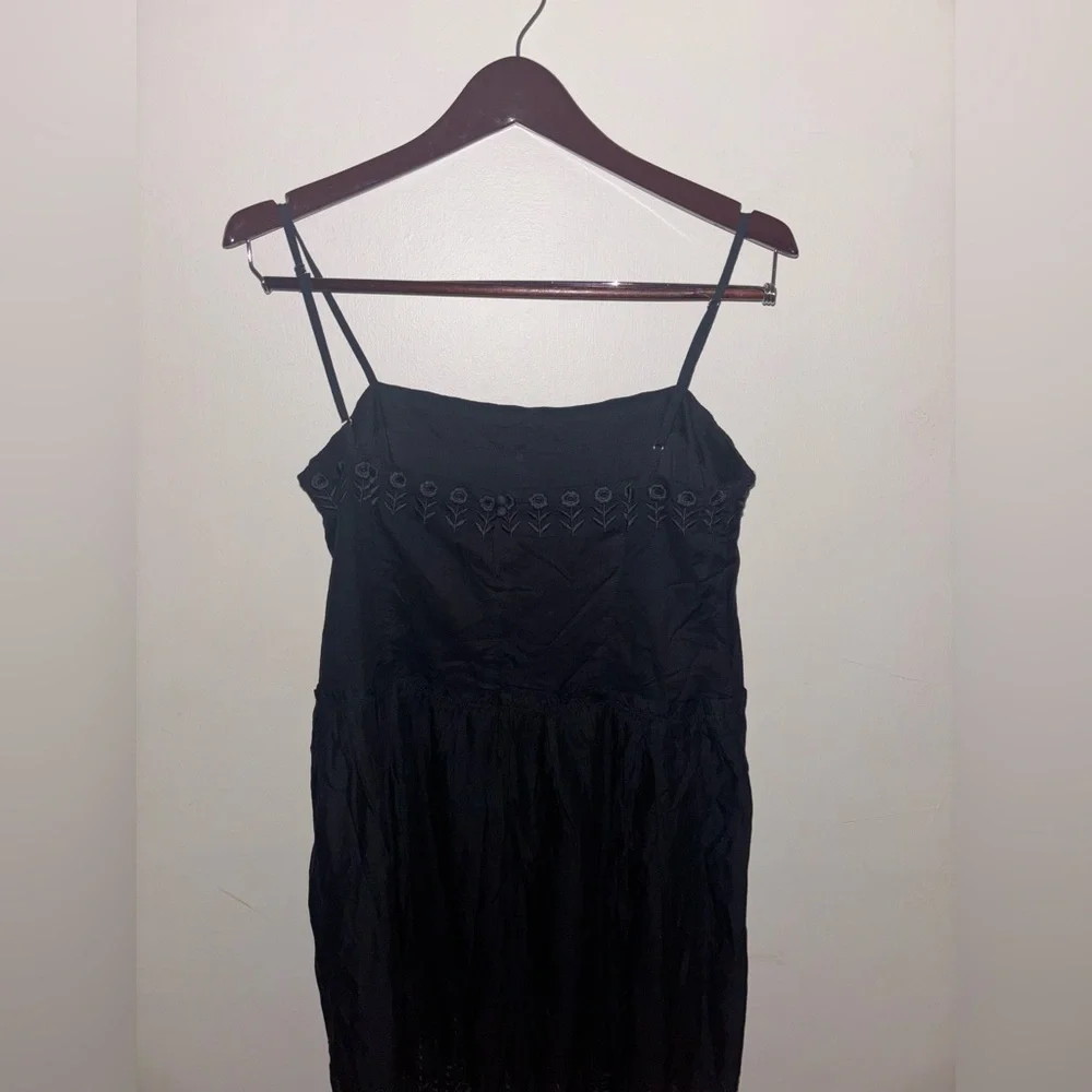 NWT J.Crew Sorrento dress in cotton voile XS Black Boho Bohemian Resort Vacation